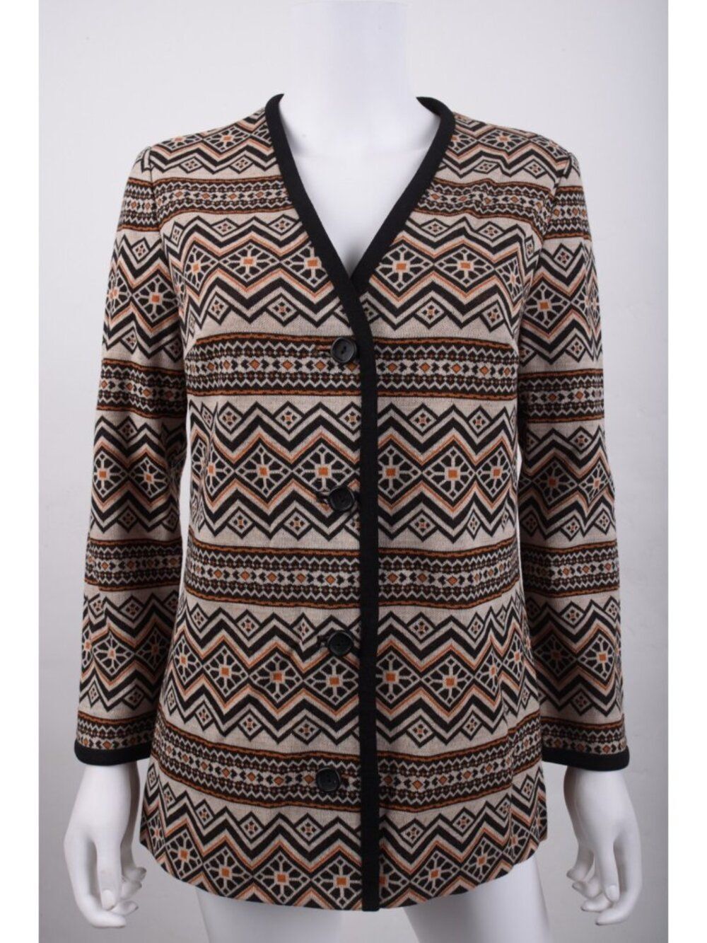 Vintage Butter Knit Womans Blazer Jacket Sweater Aztec Design Bonded Knit
